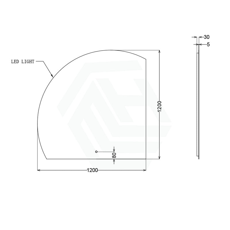 900/1200/1500Mm Roman Corner Led Mirror Sensor Touch Frameless Fan Shaped Square Led Mirrors