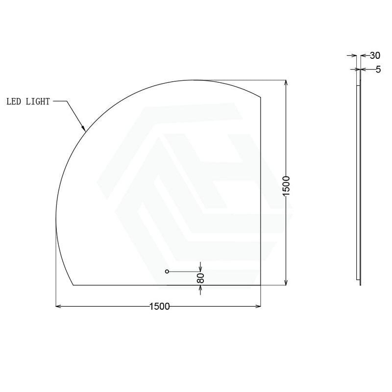 900/1200/1500Mm Roman Corner Led Mirror Sensor Touch Frameless Fan Shaped Square Led Mirrors