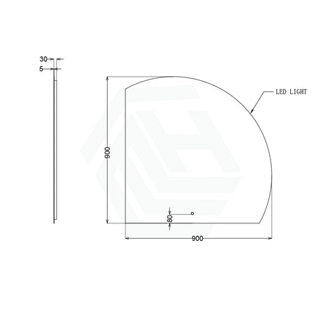 900/1200/1500Mm Roman Corner Led Mirror Sensor Touch Frameless Fan Shaped Square Led Mirrors