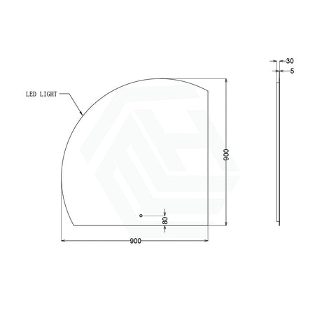 900/1200/1500Mm Roman Corner Led Mirror Sensor Touch Frameless Fan Shaped Square Led Mirrors