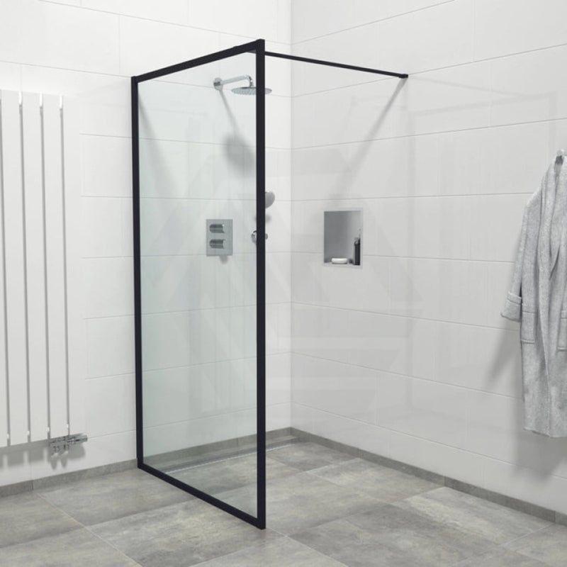 900-1200X2000Mm Black Framed Walk-In Shower Screen Single Door Panel 6Mm Thickness Glass