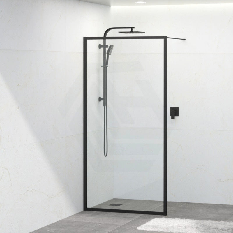 Walk-in Framed Shower Screen Single Panel Black