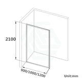 900-1200X2100Mm Black Fully Framed Shower Screen Single Door Fixed Panel Walk-In 10Mm Tempered Glass