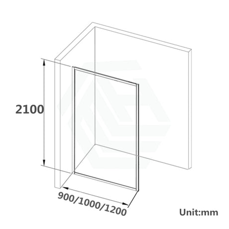 900-1200X2100Mm Black Fully Framed Shower Screen Single Door Fixed Panel Walk-In 10Mm Tempered Glass