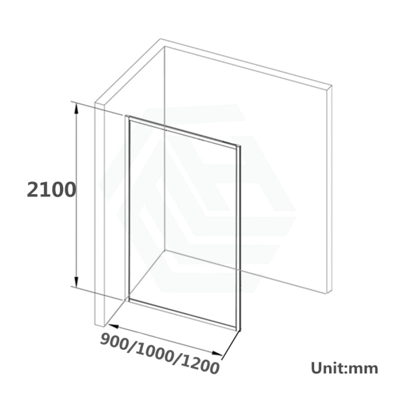 900-1200X2100Mm Black Fully Framed Shower Screen Single Door Fixed Panel Walk-In 10Mm Tempered Glass