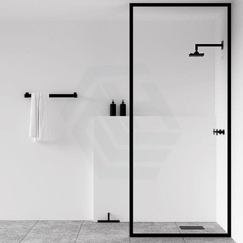 900-1200X2100Mm Black Fully Framed Shower Screen Single Door Fixed Panel Walk-In 10Mm Tempered Glass