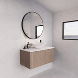 600-1500Mm Wall Hung Vanity Fluted Style American Oak Color Pvc Coating Bathroom Vanities