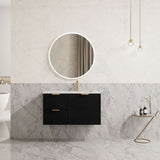 600-1500Mm Miami Standard Wall Hung Vanity Matt Black Single/Double Bowls Pvc Cabinet Only For