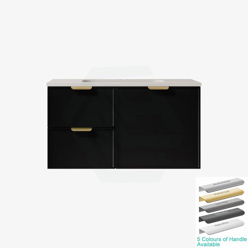 600-1500Mm Miami Standard Wall Hung Vanity Matt Black Single/Double Bowls Pvc Cabinet Only For