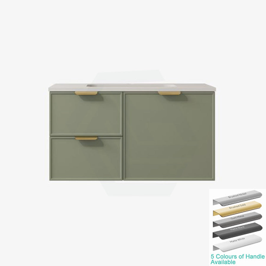 600-1500Mm Miami Standard Wall Hung Vanity Olive Green Single/Double Bowls Pvc Cabinet Only For