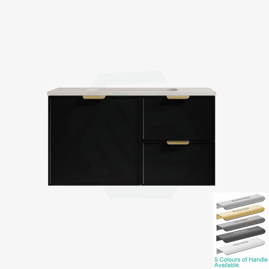 600-1500Mm Miami Standard Wall Hung Vanity Matt Black Single/Double Bowls Pvc Cabinet Only For