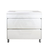 600-1500Mm Freestanding Bathroom Floor Vanity Matt White Pvc Filmed Drawers Cabinet Only &