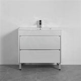 600-1500Mm Freestanding Bathroom Floor Vanity Matt White Pvc Filmed Drawers Cabinet Only &