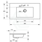 900X465X135Mm Poly Top For Bathroom Vanity Single Bowl 1 Or 3 Tap Holes Available No Overflow Poly