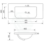 905X465X165Mm D Shape Ceramic Top For Bathroom Vanity Sleek High Gloss Single Bowl 1 Tap Hole