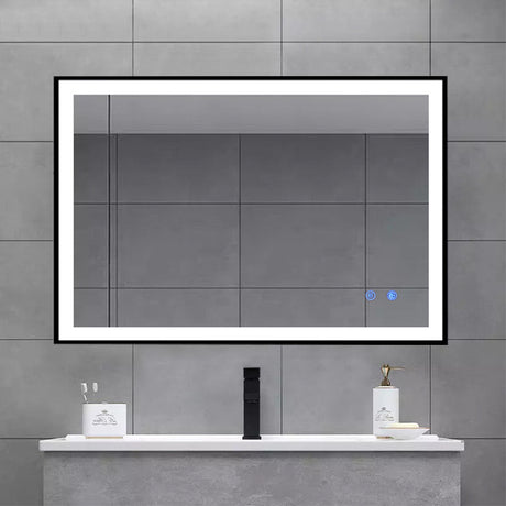 600/750/900Mm Led Mirror Square Black Framed Demister 900X750Mm