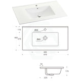 910X465X175Mm Ceramic Top For Bathroom Vanity Single Bowl 1 Or 3 Tap Holes Available Gloss White