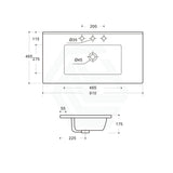 910X465X175Mm Ceramic Top For Bathroom Vanity Single Bowl 1 Or 3 Tap Holes Available Gloss White