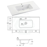 910X465X175Mm O Shape Ceramic Top For Bathroom Vanity Single Bowl 1 Or 3 Tap Holes Available Gloss