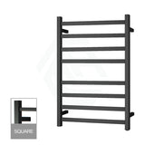 Electric Heated Towel Rail Square 8 Bars Matt Black