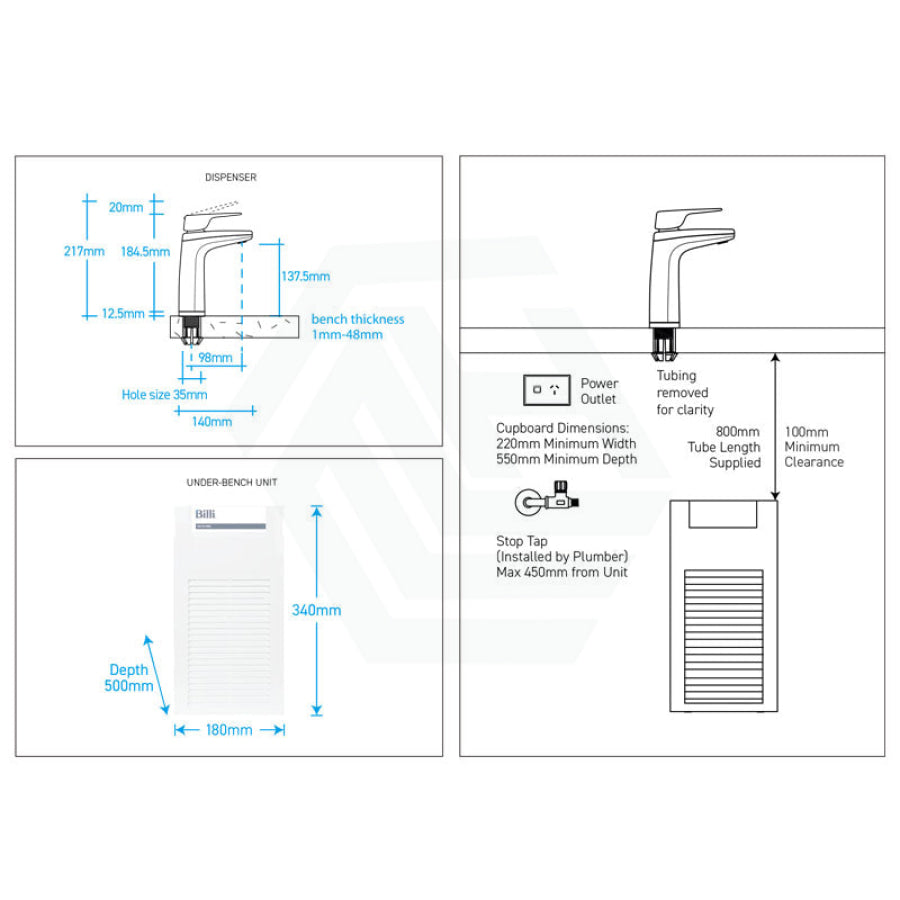 Billi Instant Filtered Water System B5000 With Xl Levered Dispenser Brushed Rose Gold Filter Taps