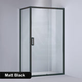 1040-1750X1900Mm L Shape Shower Screen Sliding Door Matt Black Semi-Frameless 6Mm Glass With Return