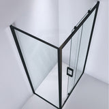 1040-1750X1900Mm L Shape Shower Screen Sliding Door Matt Black Semi-Frameless 6Mm Glass With Return