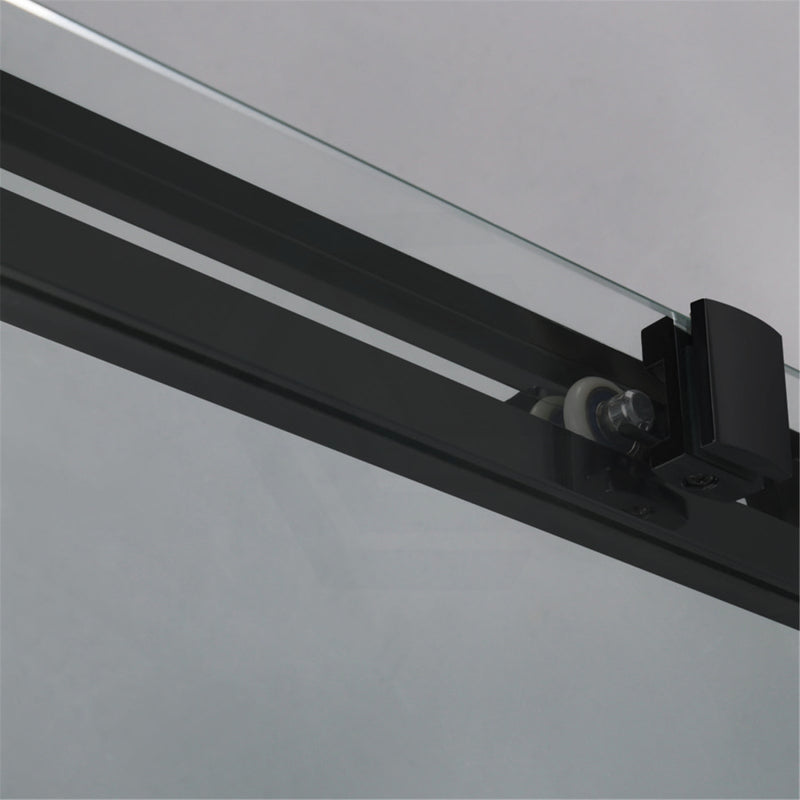 1040-1750X1900Mm L Shape Shower Screen Sliding Door Matt Black Semi-Frameless 6Mm Glass With Return