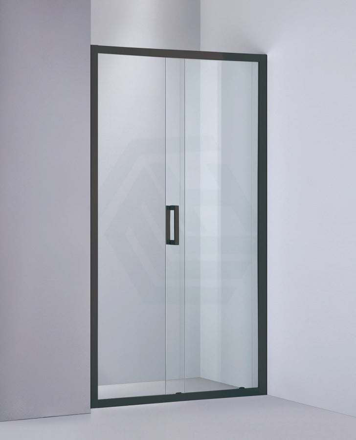 1040-1750X1900Mm Semi-Frameless Shower Screen Sliding Door Wall To Black Hardwares 6Mm Glass