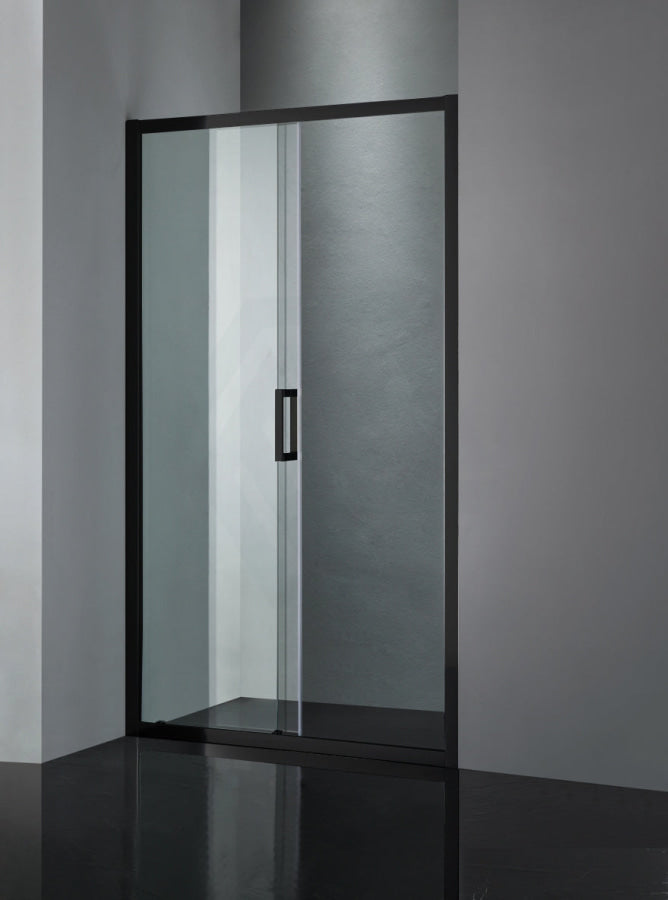 1040-1750X1900Mm Semi-Frameless Shower Screen Sliding Door Wall To Black Hardwares 6Mm Glass