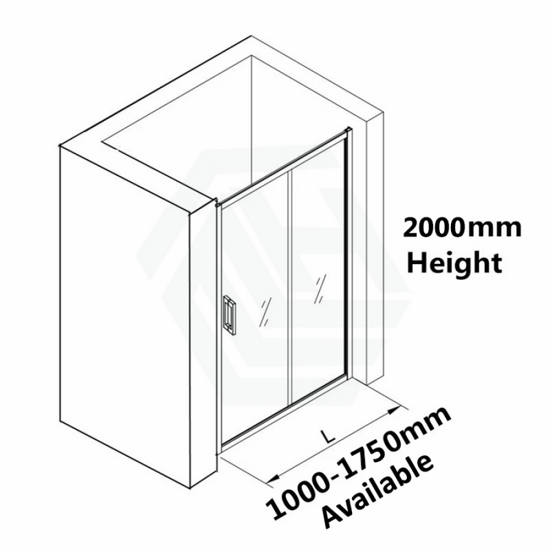 1000-1750X2000Mm Semi-Frameless Shower Screen Sliding Door Wall To Chrome Hardwares 6Mm Glass