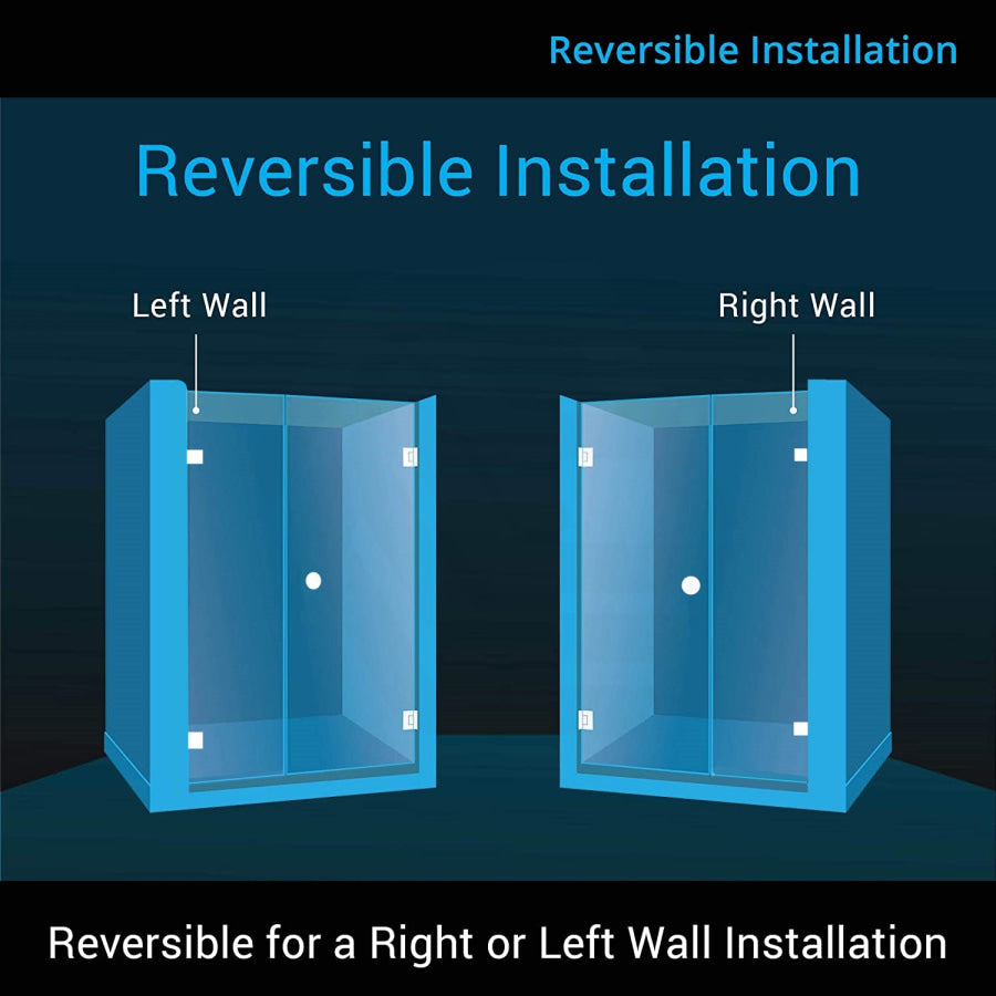 940-1425Mm Frameless Wall To Shower Screen Door Hung With Fix Panel In Chrome Fittings 10Mm Glass