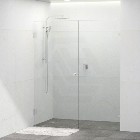 Tempered Glass Frameless Shower Screen Wall To Wall 2 Panels Pivot 940-1425mm Chrome