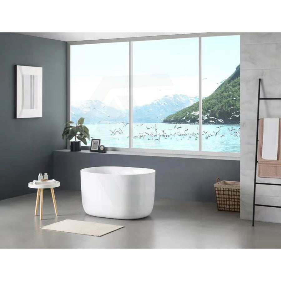 990*710*560Mm Ceto Freestanding Bathtub Oval Gloss White No Overflow Bathtubs