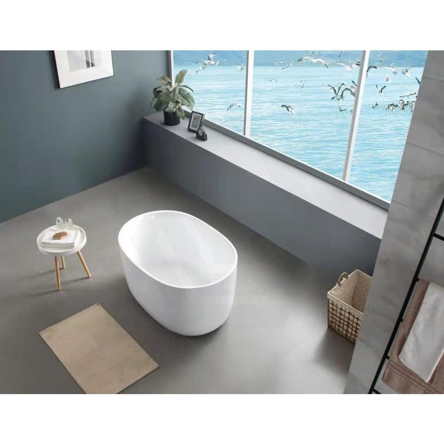 990*710*560Mm Ceto Freestanding Bathtub Oval Gloss White No Overflow Bathtubs