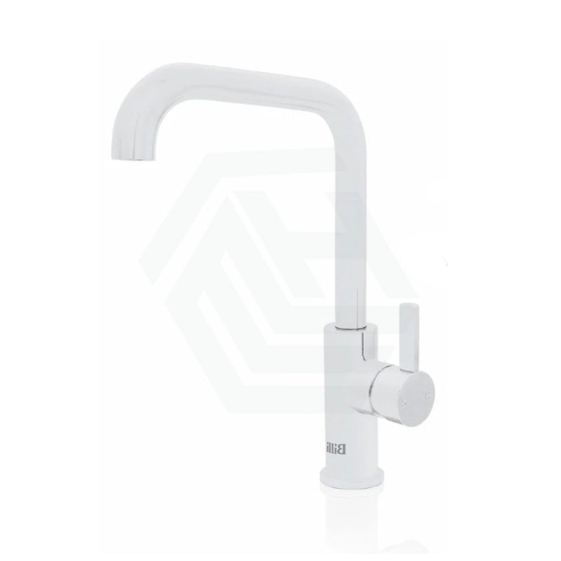 Billi Matt White Stand-Alone Square Gooseneck Mixer Tap Swivel Sink Mixers