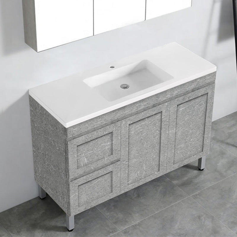 600-1500Mm Boston Plywood Freestanding With Legs Bathroom Vanity Concrete Grey Shaker Style Left /