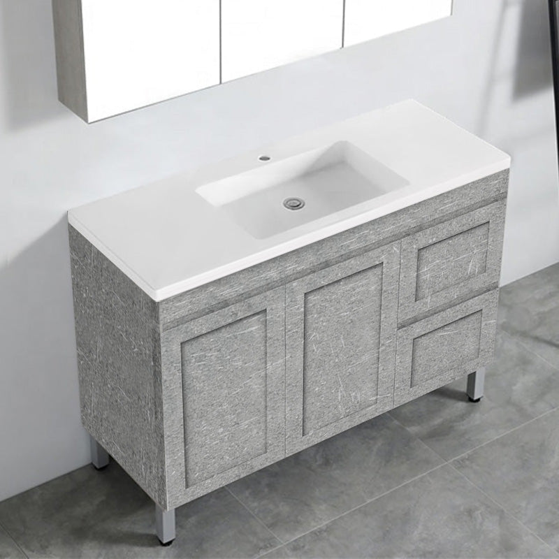 600-1500Mm Boston Plywood Freestanding With Legs Bathroom Vanity Concrete Grey Shaker Style Left /