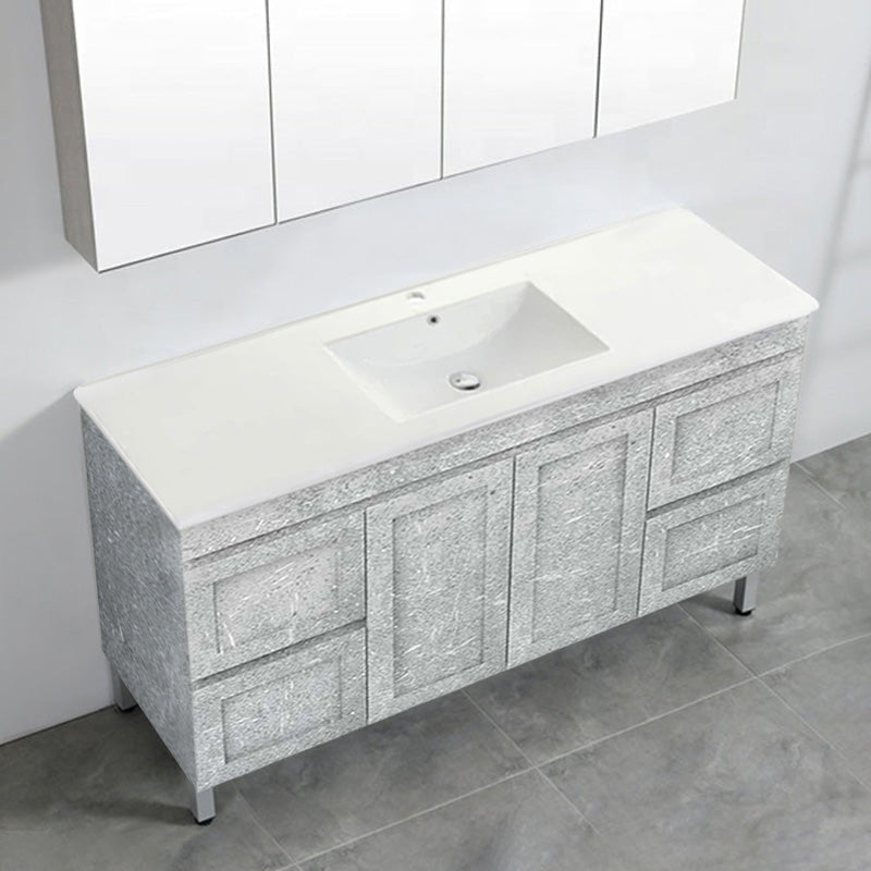 600-1500Mm Boston Plywood Freestanding With Legs Bathroom Vanity Concrete Grey Shaker Style Left /