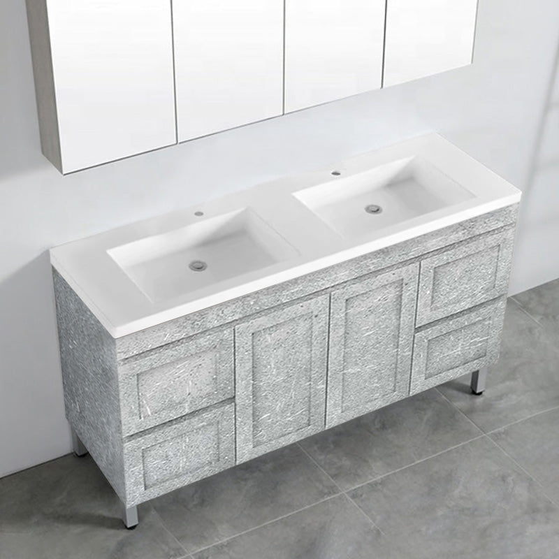 600-1500Mm Boston Plywood Freestanding With Legs Bathroom Vanity Concrete Grey Shaker Style Left /