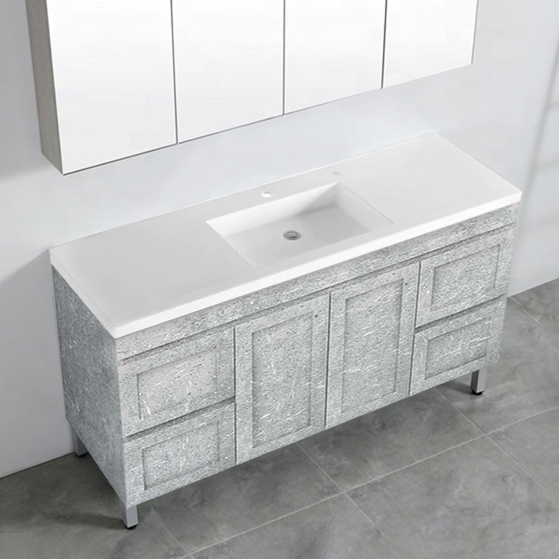 600-1500Mm Boston Plywood Freestanding With Legs Bathroom Vanity Concrete Grey Shaker Style Left /