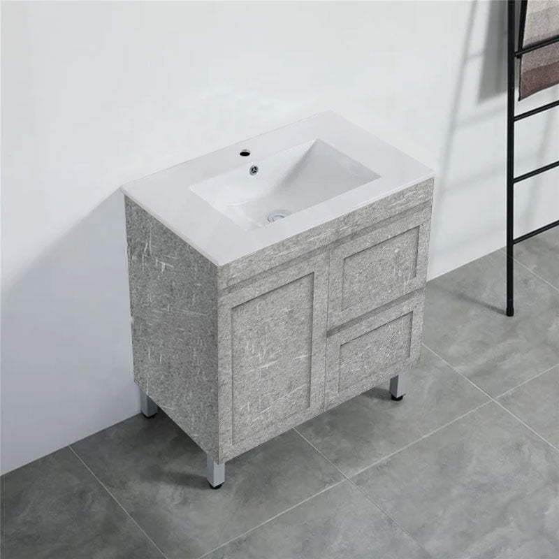 600-1500Mm Boston Plywood Freestanding With Legs Bathroom Vanity Concrete Grey Shaker Style Left /