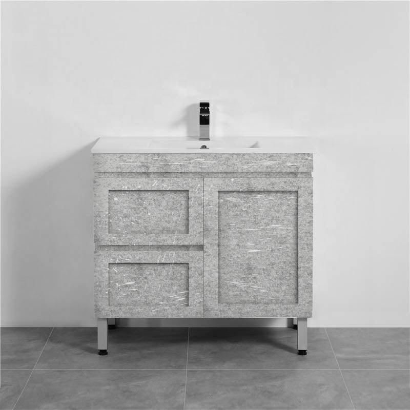 882X450X820Mm Boston Freestanding With Legs Bathroom Vanity Concrete Grey Shaker Style Left / Right