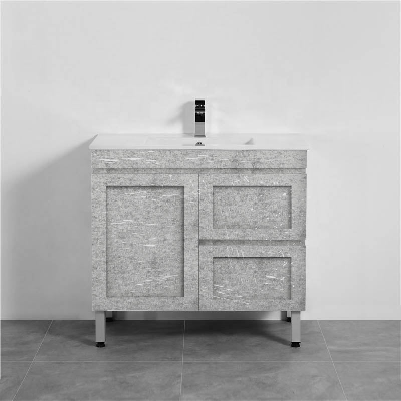 882X450X820Mm Boston Freestanding With Legs Bathroom Vanity Concrete Grey Shaker Style Left / Right