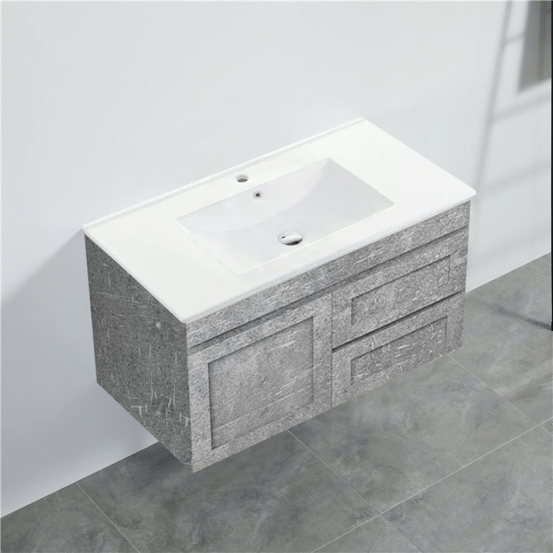 600-1500Mm Boston Plywood Wall Hung Bathroom Floating Vanity With Left / Right Drawers Concrete