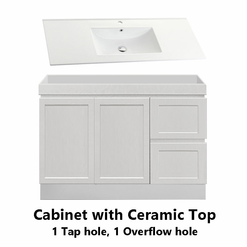 600-1500Mm Miami Wall Hung Bathroom Floating Vanity With Left / Right Drawers Matt White Shaker