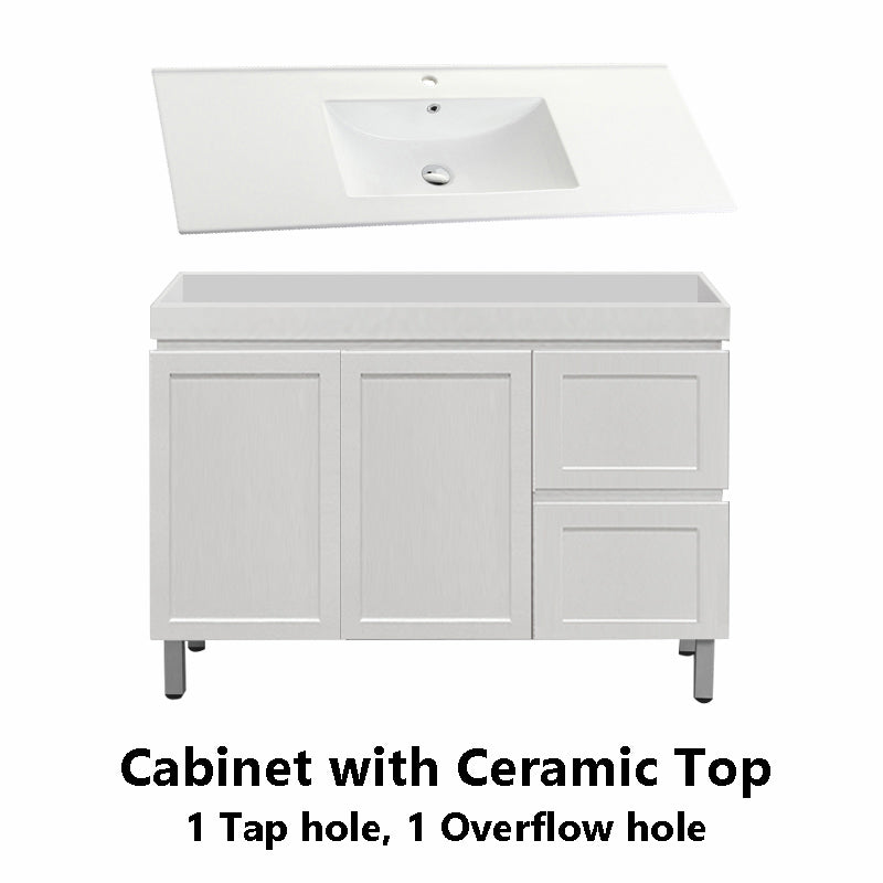 600-1500Mm Miami Freestanding With Legs Bathroom Vanity Matt White Shaker Hampton Style Left / Right