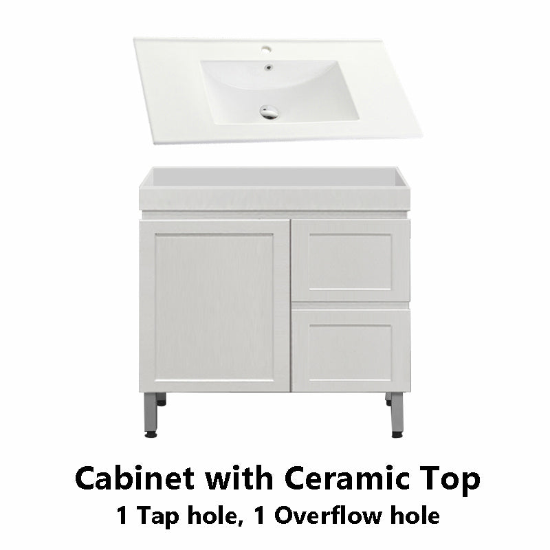 600-1500Mm Miami Freestanding With Legs Bathroom Vanity Matt White Shaker Hampton Style Left / Right