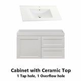 600-1500Mm Miami Wall Hung Bathroom Floating Vanity With Left / Right Drawers Matt White Shaker