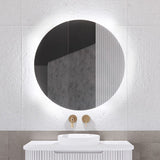 800Mm Round Led Backlit Pencil Edge Mirror Cabinet Matt White Shaving Cabinets